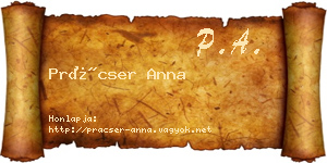 Prácser Anna névjegykártya